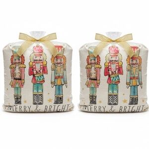 Set of (2) Festive Nutcracker Holiday Pillows in bag and ready to gift!